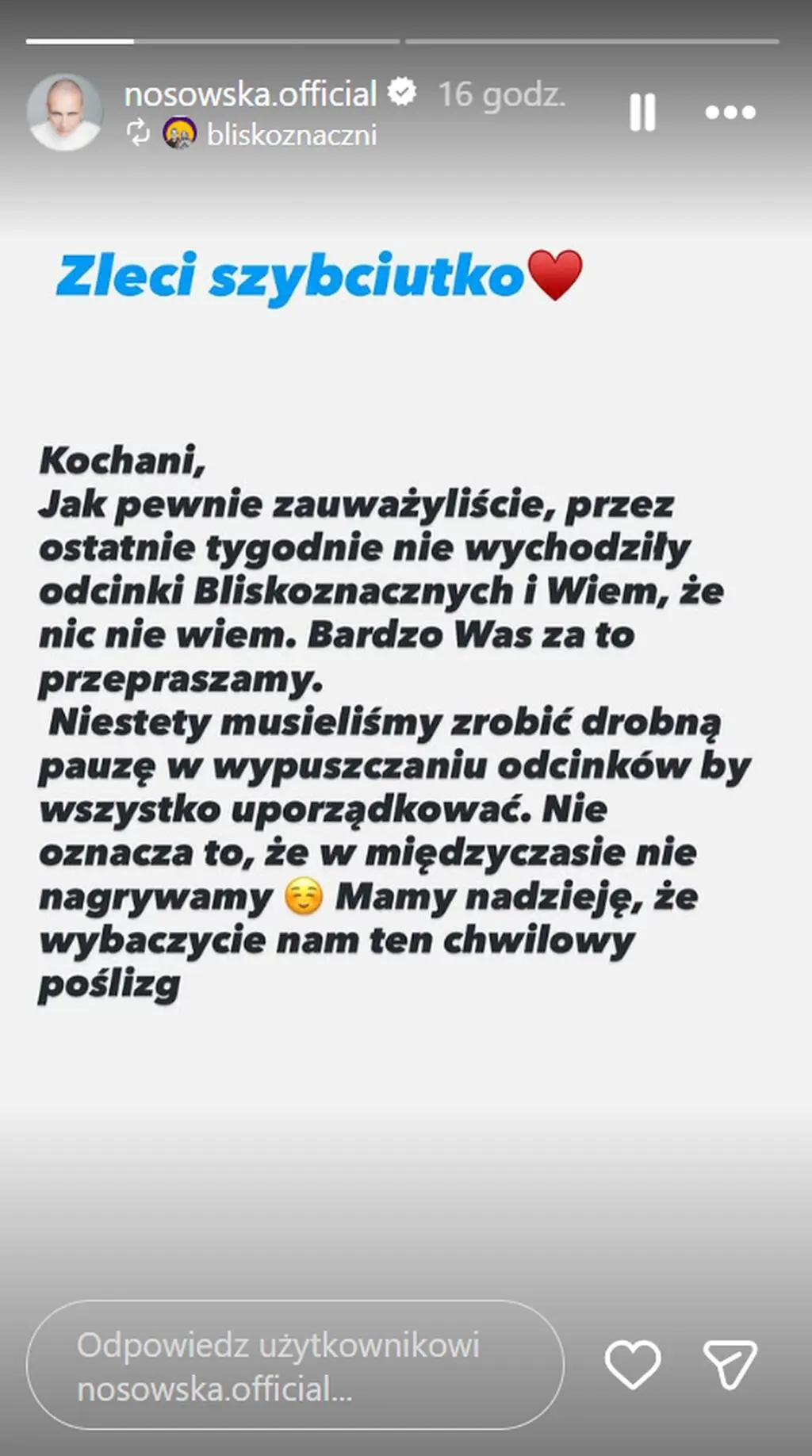 Oświadczenie Katarzyny Nosowskiej