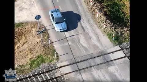 Policyjny dron na przejazdach kolejowych