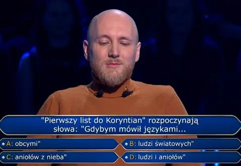 "Milionerzy". Jak rozpoczyna się 1. List do Koryntian? 