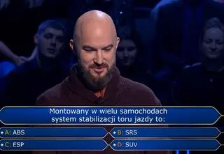 Pytanie dla posiadacza auta zaskoczyło uczestnika. System stabilizacji toru jazdy to?