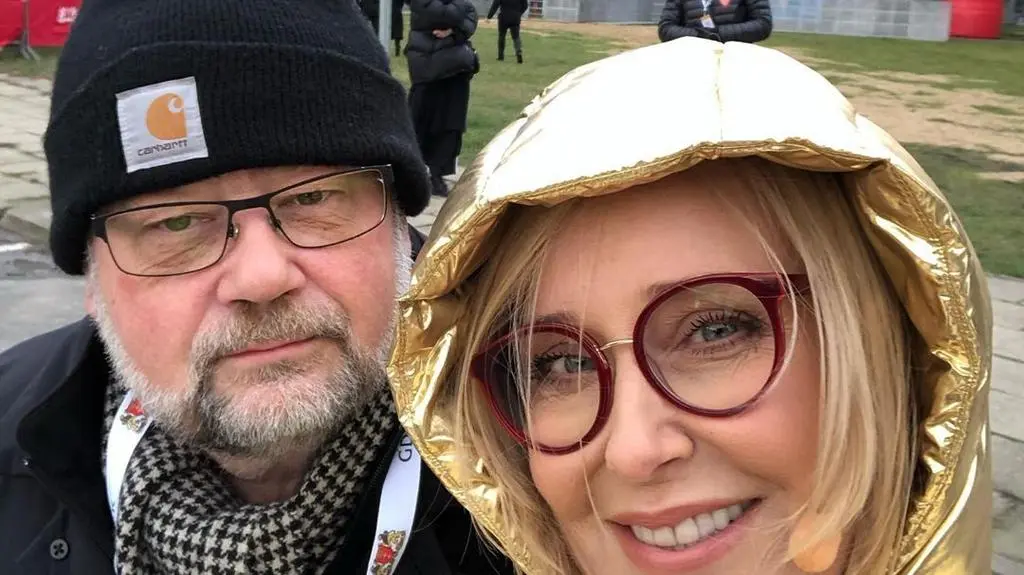 Agata Młynarska na finale WOŚP w Gdańsku z bratem ś.p. Pawła Adamowicza