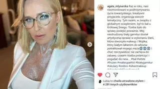 Agata Młynarska w makijażu na bal na zdjęciu na Instagramie