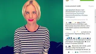 Agnieszka Szulim na planie "Tajemnic show biznesu"