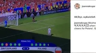 Joanna Krupa cieszy się ze zwycięstwa polskiej reprezentacji