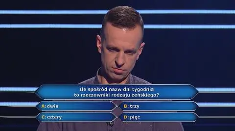 Milionerzy PRZED EMISJĄ W TV: Pytanie o rzeczowniki rodzaju żeńskiego