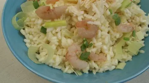 Risotto z porem i krewetkami
