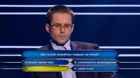 Milionerzy: Karol ma 2 tysiące dzięki czułkowi wstydliwemu!