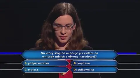 Milionerzy: Sabina zaryzykowała w pytaniu za 500 tysięcy i niestety przegrała