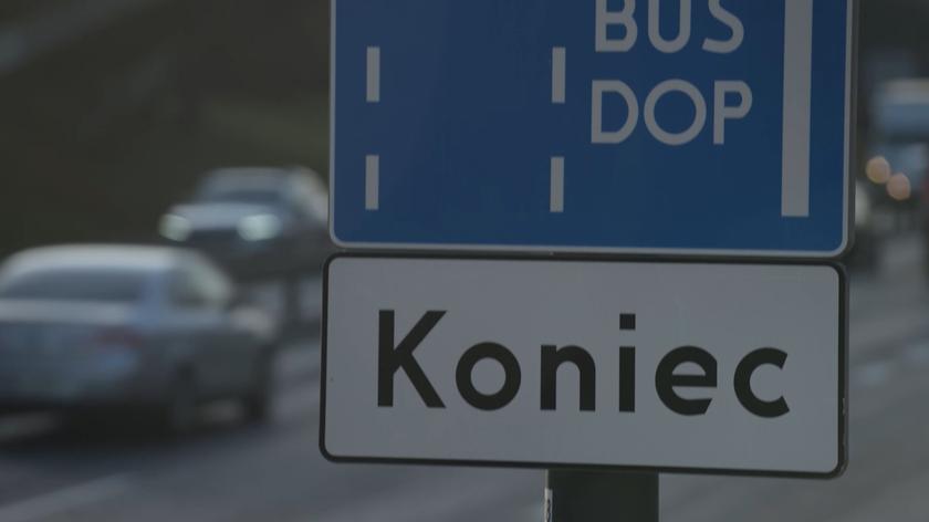 Znak informujący o końcu "buspasa"